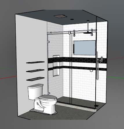 3D concept rendering of the bathroom design